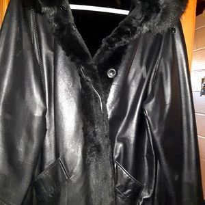 Womans black leather jacket